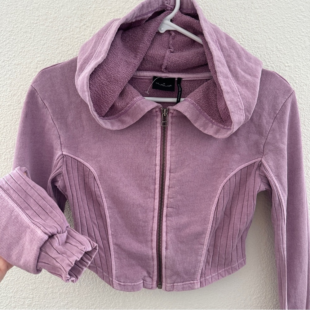 Urban‎ Outfitters Out From Under Audrey Cropped Zip Up Hoodie XS Y2K Lavender - Picture 2 of 8